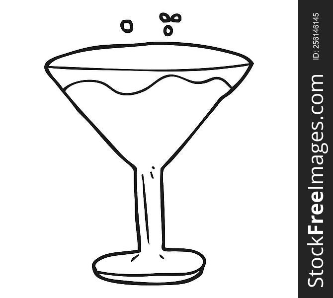 freehand drawn black and white cartoon cocktail