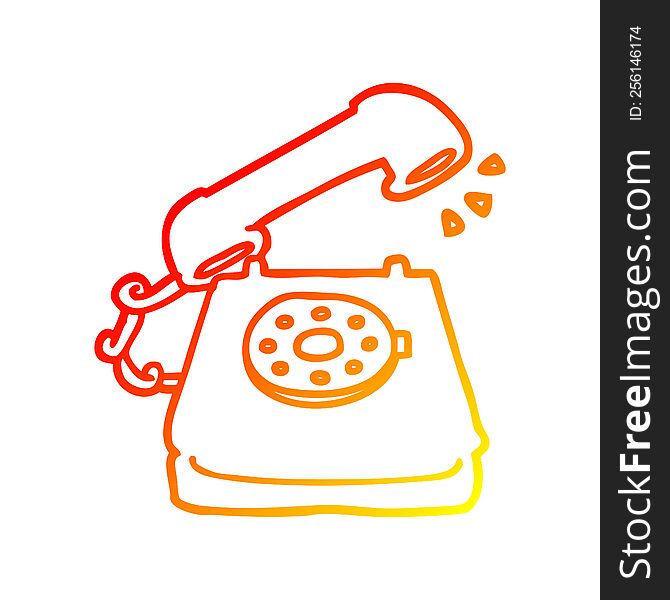 Warm Gradient Line Drawing Cartoon Ringing Telephone