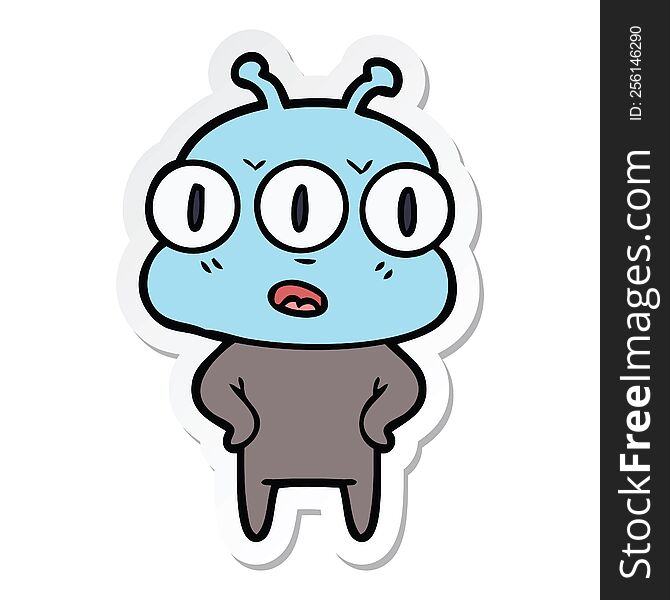 Sticker Of A Annoyed Three Eyed Alien