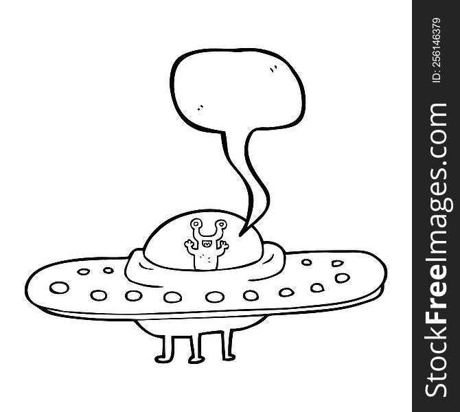 Speech Bubble Cartoon Flying Saucer