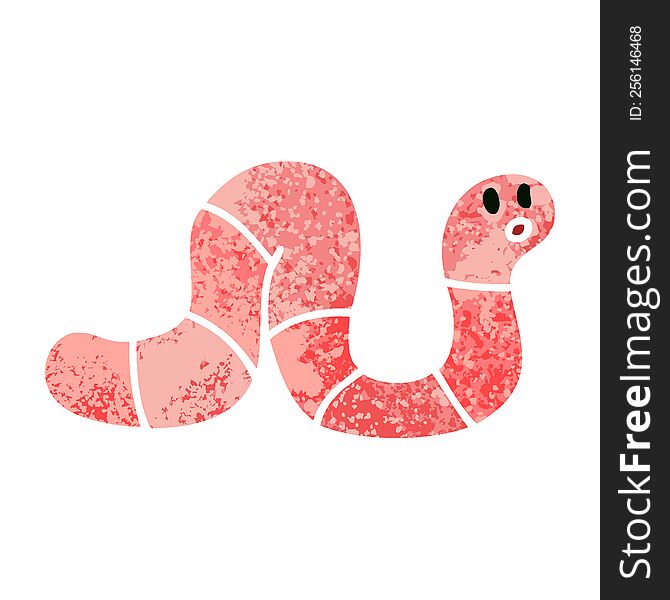 retro illustration style quirky cartoon worm. retro illustration style quirky cartoon worm