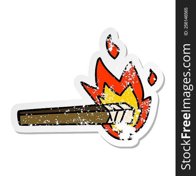 distressed sticker of a quirky hand drawn cartoon lit torch