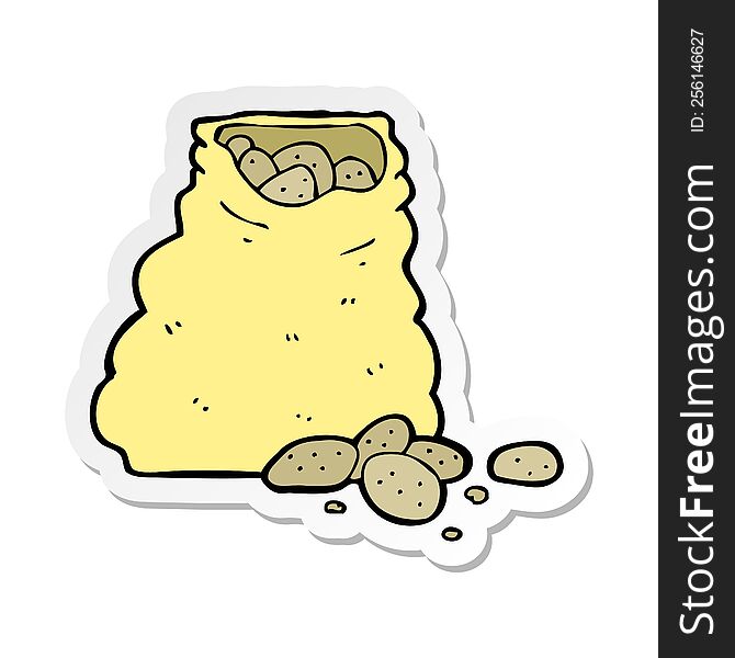 Sticker Of A Cartoon Sack Of Potatoes