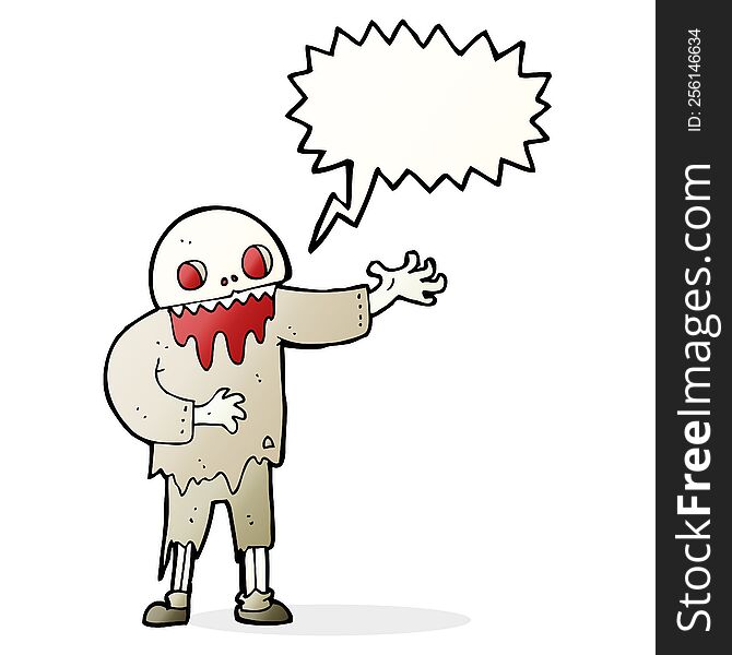 Cartoon Spooky Zombie With Speech Bubble