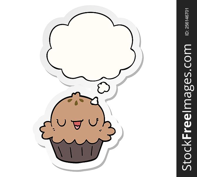 Cute Cartoon Pie And Thought Bubble As A Printed Sticker
