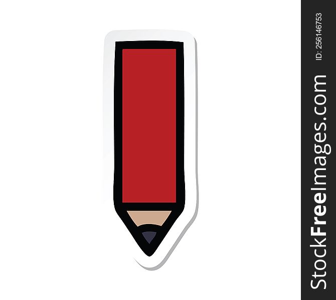 sticker of a cute cartoon red pencil