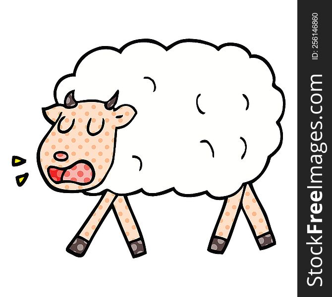 Comic Book Style Cartoon Sheep