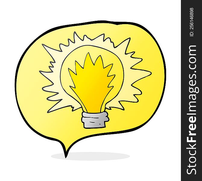 freehand drawn speech bubble cartoon light bulb