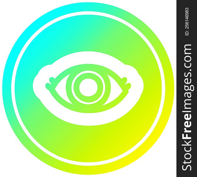 staring eye circular icon with cool gradient finish. staring eye circular icon with cool gradient finish