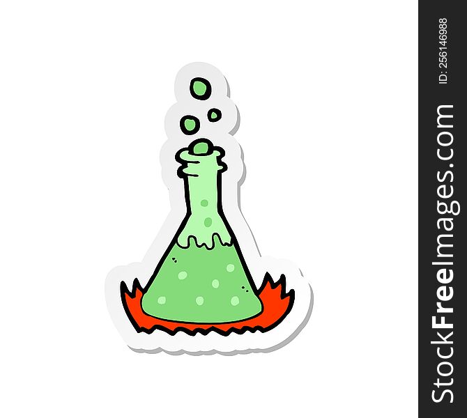 Sticker Of A Cartoon Bubbling Chemicals