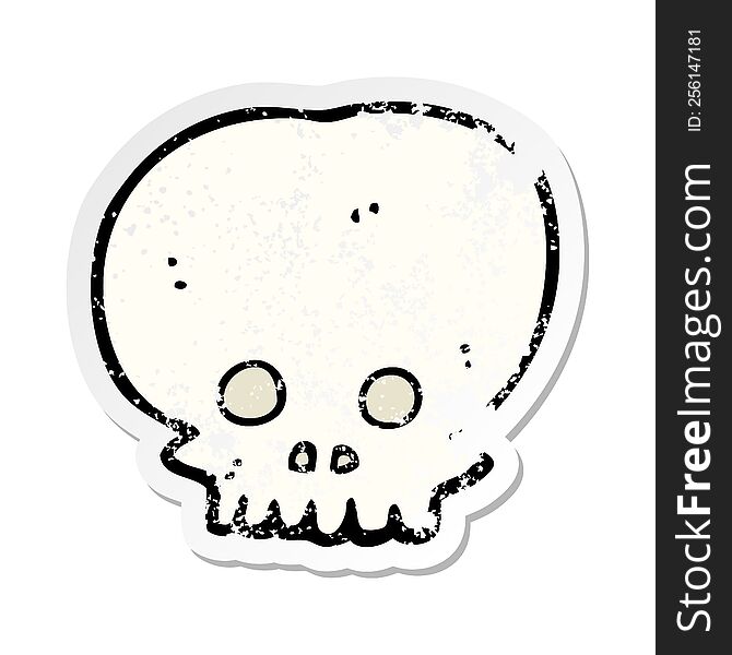 Retro Distressed Sticker Of A Cartoon Spooky Skull Symbol