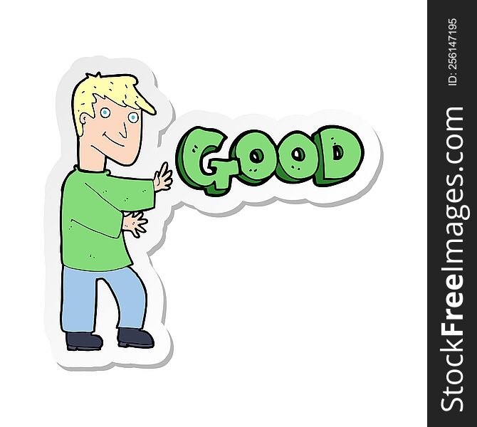 sticker of a cartoon man doing good