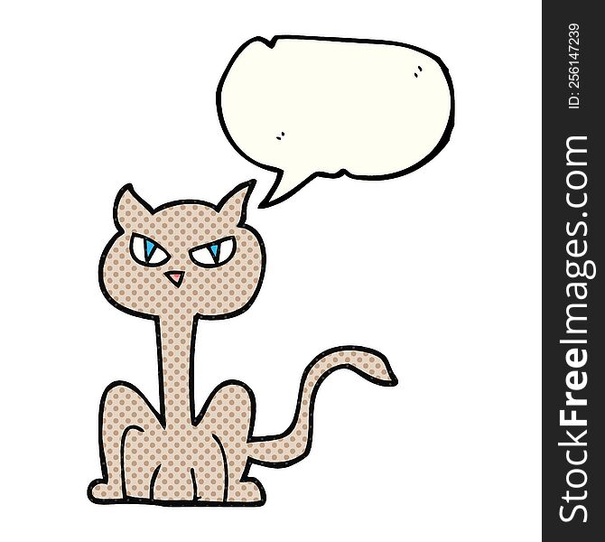 freehand drawn comic book speech bubble cartoon angry cat