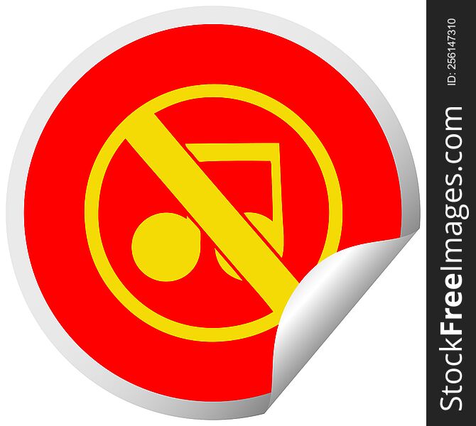 Circular Peeling Sticker Cartoon No Music Sign