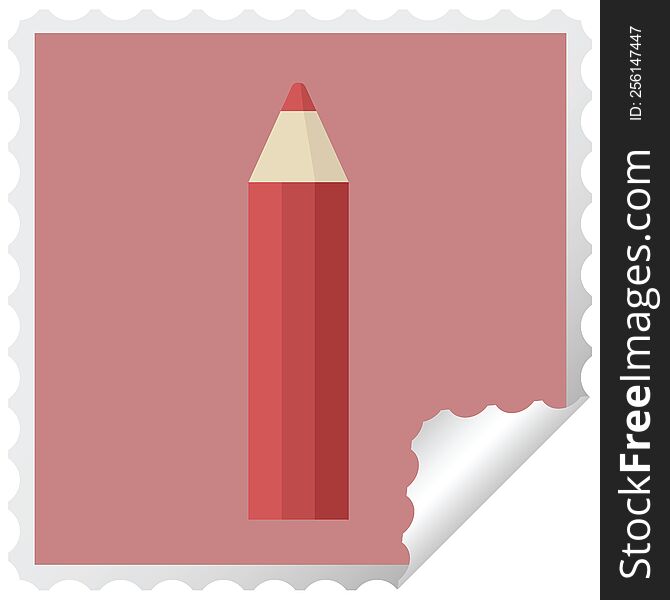 red coloring pencil graphic square sticker stamp. red coloring pencil graphic square sticker stamp