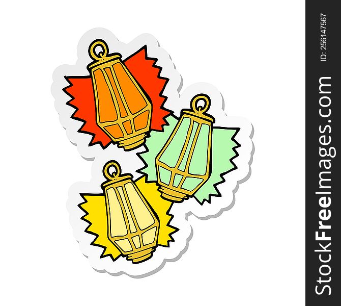 sticker of a cartoon christmas lanterns