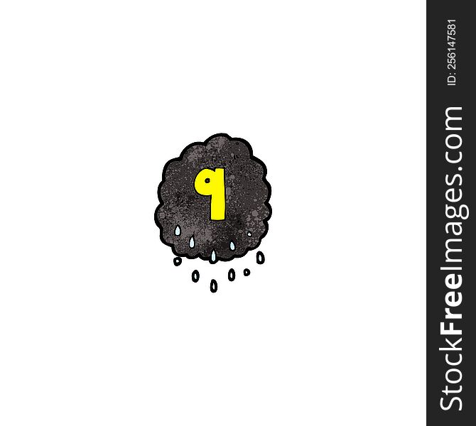 cartoon raincloud with number nine