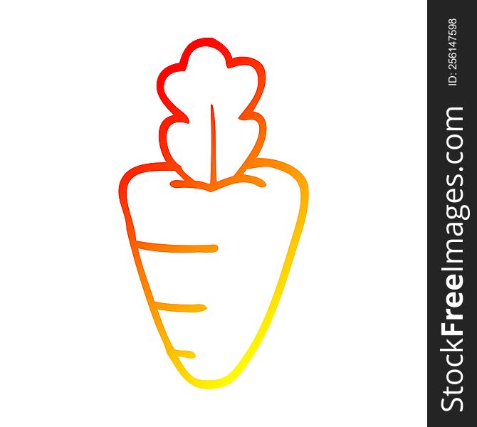 warm gradient line drawing of a cartoon healthy carrot