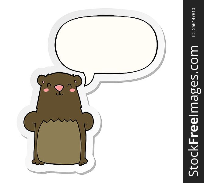 Cartoon Bear And Speech Bubble Sticker