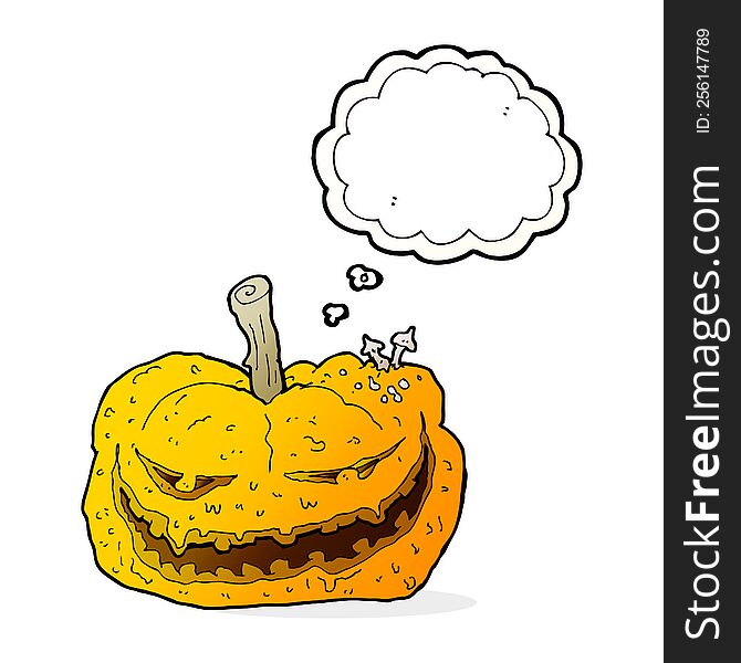 Cartoon Halloween Pumpkin With Thought Bubble