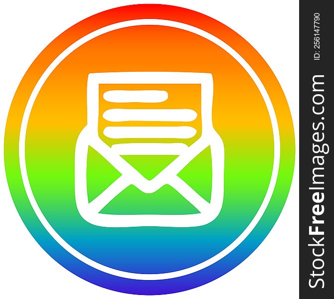 envelope letter circular in rainbow spectrum