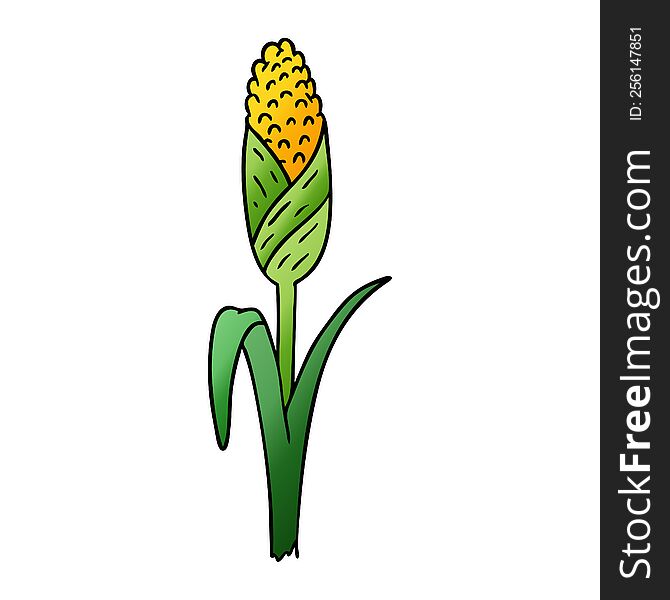 Gradient Cartoon Doodle Of Fresh Corn On The Cob