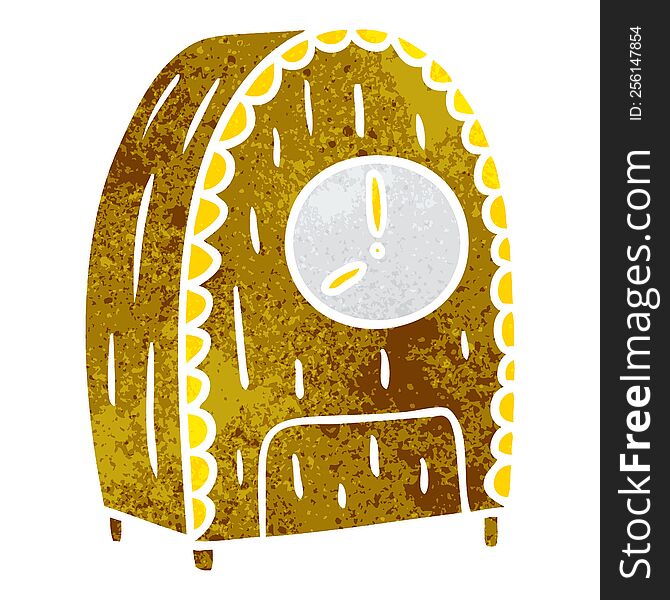 Retro Cartoon Doodle Of An Old Fashioned Clock