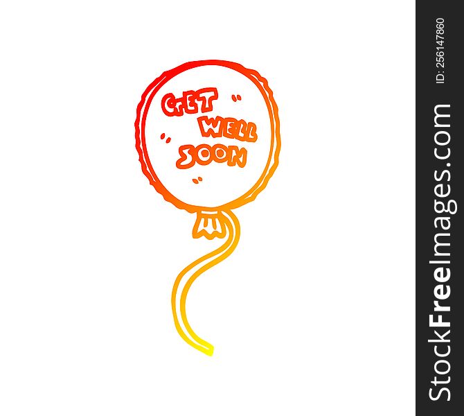 warm gradient line drawing of a cartoon get well soon balloon