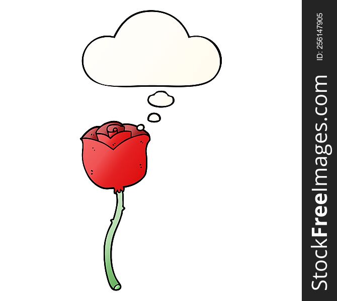 cartoon rose with thought bubble in smooth gradient style
