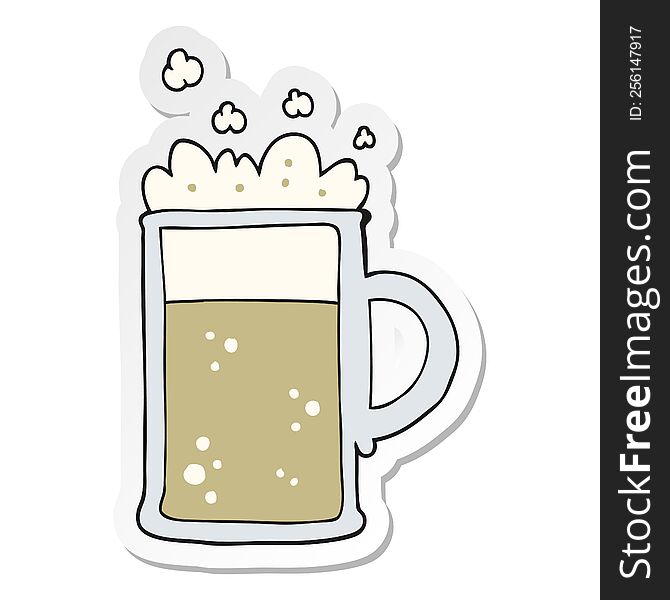 sticker of a cartoon tankard of beer
