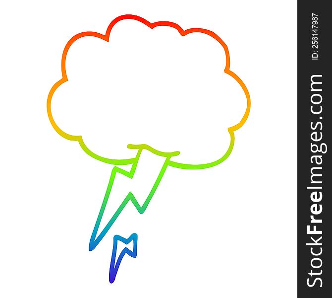 Rainbow Gradient Line Drawing Cartoon Thunder And Lightening
