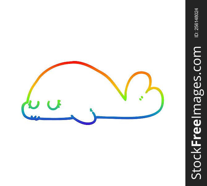 rainbow gradient line drawing of a cute cartoon seal
