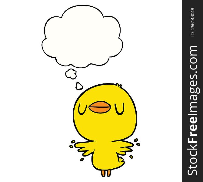 cartoon chick flapping wings with thought bubble