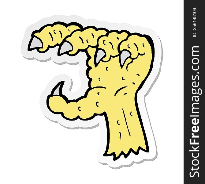 sticker of a cartoon bird claw