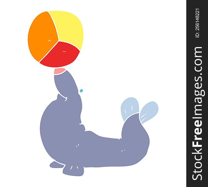 flat color illustration of seal balancing ball. flat color illustration of seal balancing ball