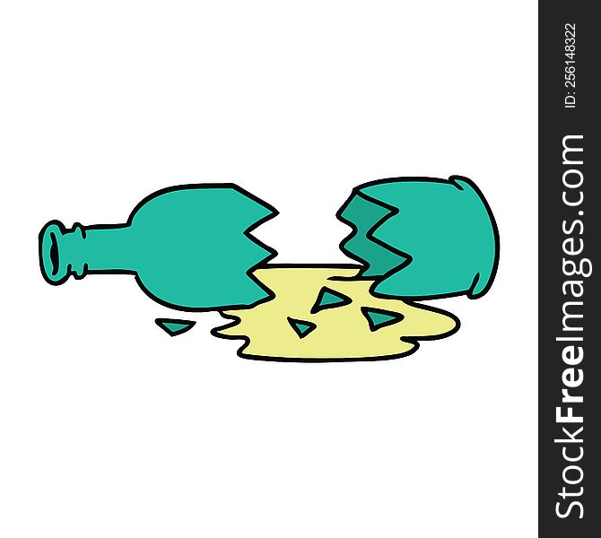 Cartoon Doodle Of A Broken Bottle