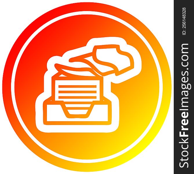 office paper stack circular in hot gradient spectrum