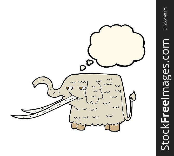 cartoon woolly mammoth with thought bubble