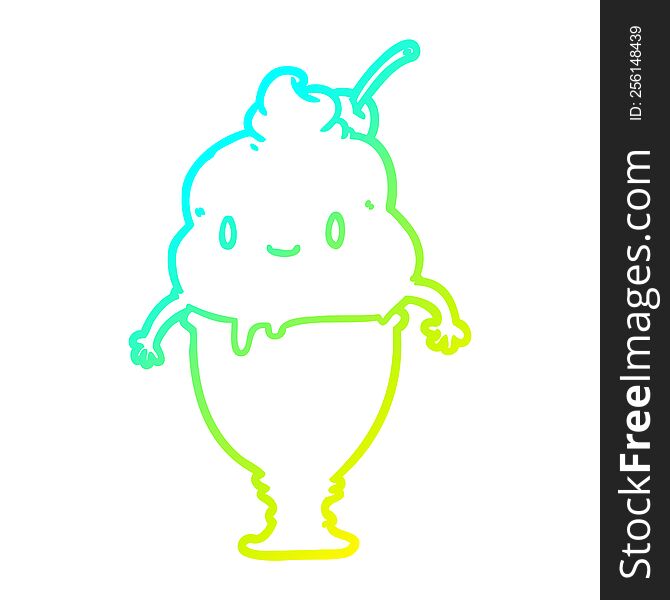 Cold Gradient Line Drawing Cute Ice Cream