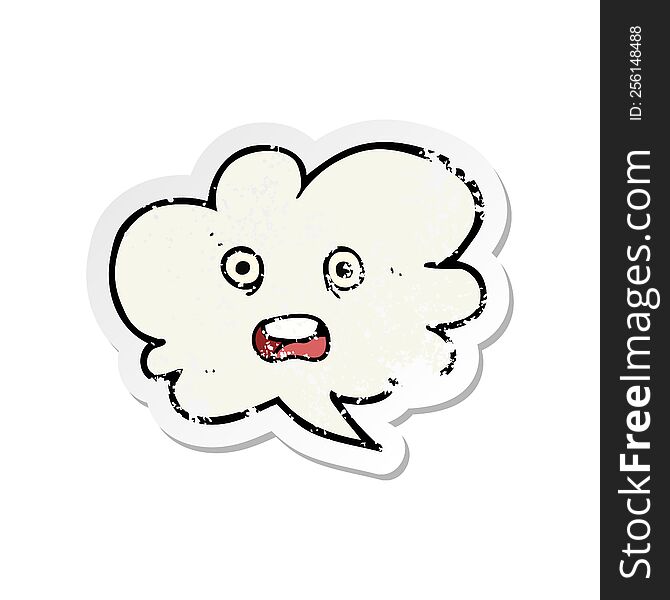 Retro Distressed Sticker Of A Cartoon Shocked Speech Bubble