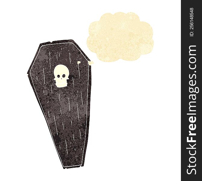 Spooky Cartoon Coffin With Thought Bubble