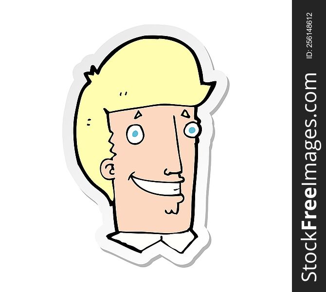 Sticker Of A Cartoon Happy Man