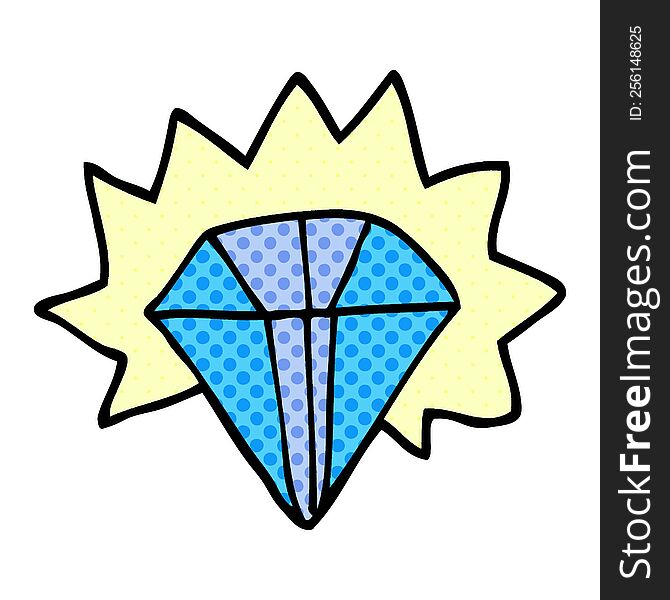 cartoon doodle shining diamond