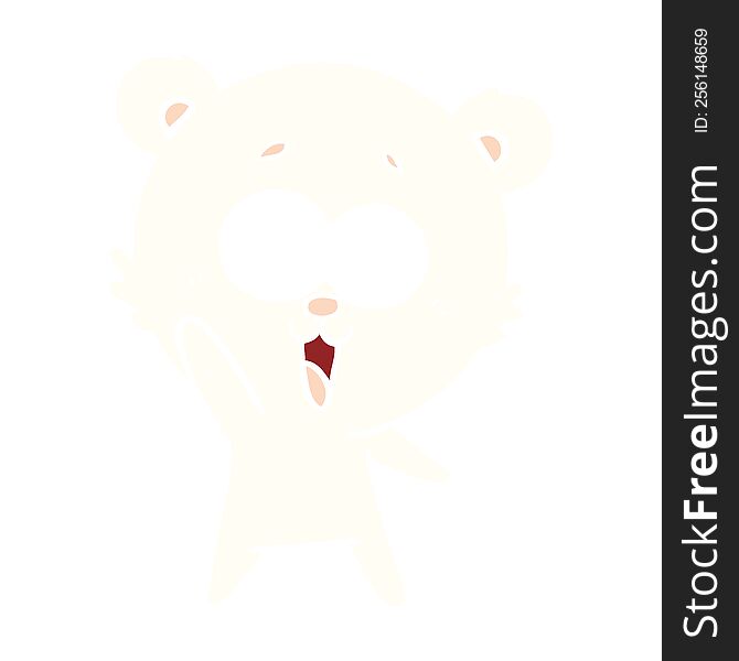 Waving Teddy  Bear Flat Color Style Cartoon