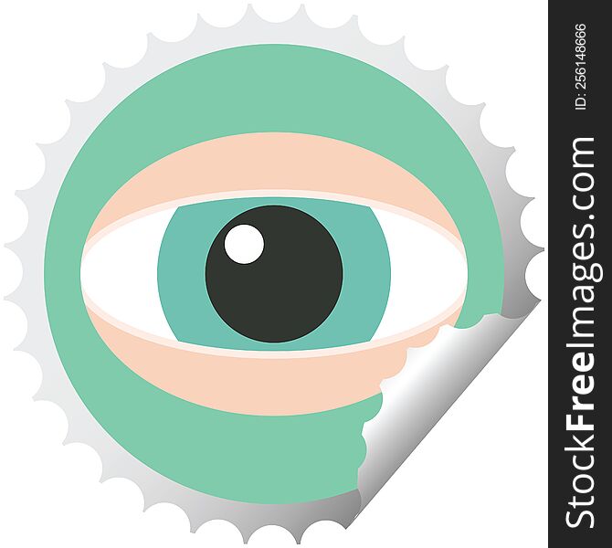 staring eye graphic vector illustration round sticker stamp. staring eye graphic vector illustration round sticker stamp