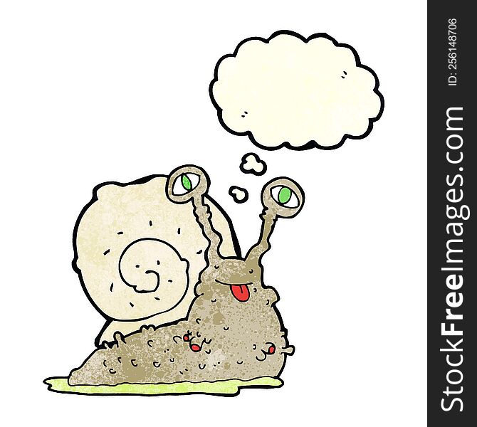 Cartoon Gross Slug With Thought Bubble