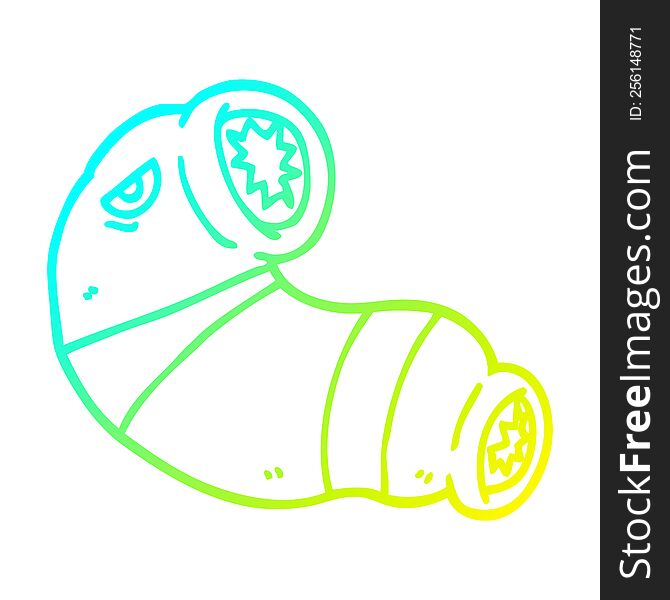 Cold Gradient Line Drawing Cartoon Monster Leech