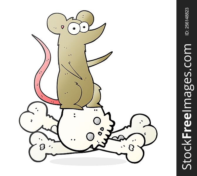 freehand drawn cartoon rat on bones