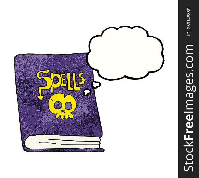 freehand drawn thought bubble textured cartoon spell book