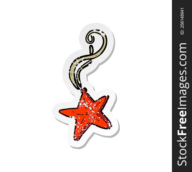 Retro Distressed Sticker Of A Cartoon Magic Star Necklace